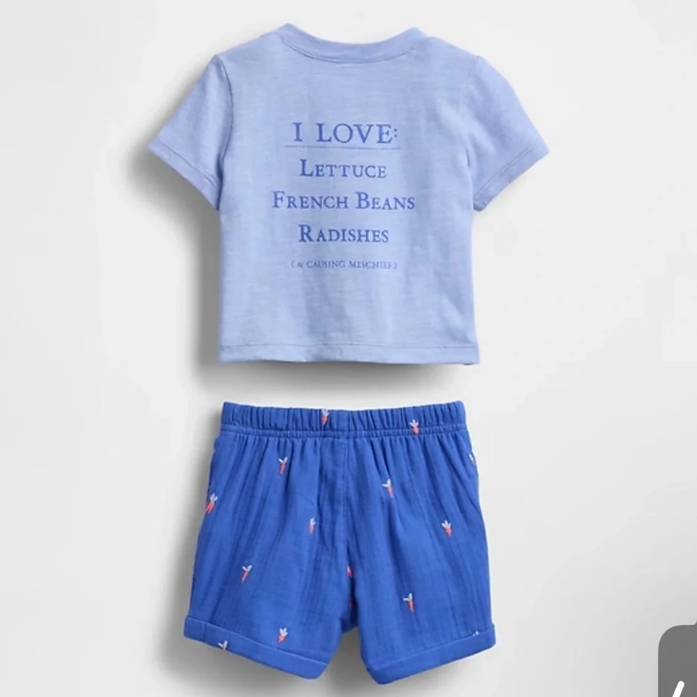 GAP Light Blue Bunny Print Kids Set Easter
